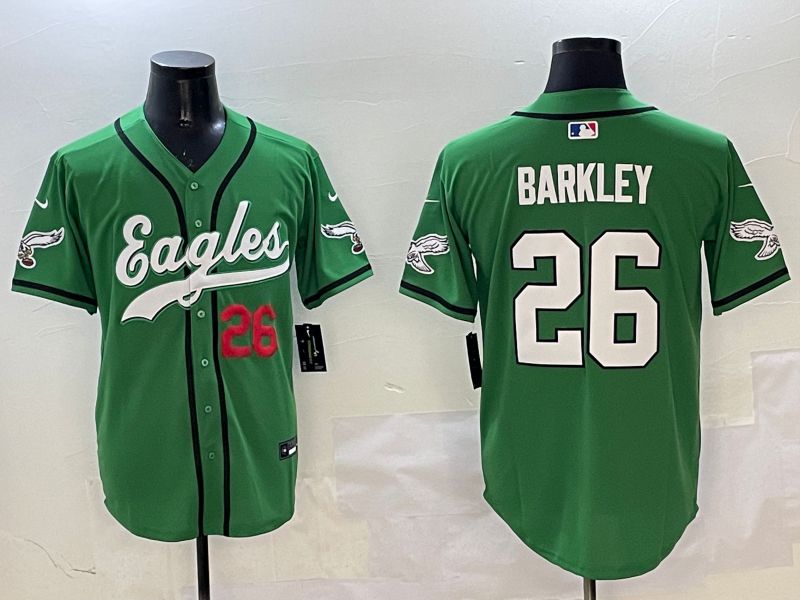 Men Philadelphia Eagles 26 Barkley Green three generations Jointly Name 2025 Nike Limited NFL Jersey style 12